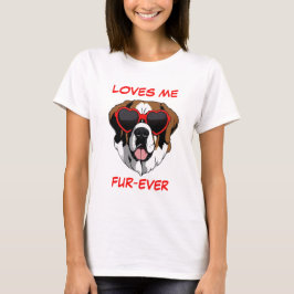 Bruine witte St Bernard rode hartvormige zonnebril T-shirt