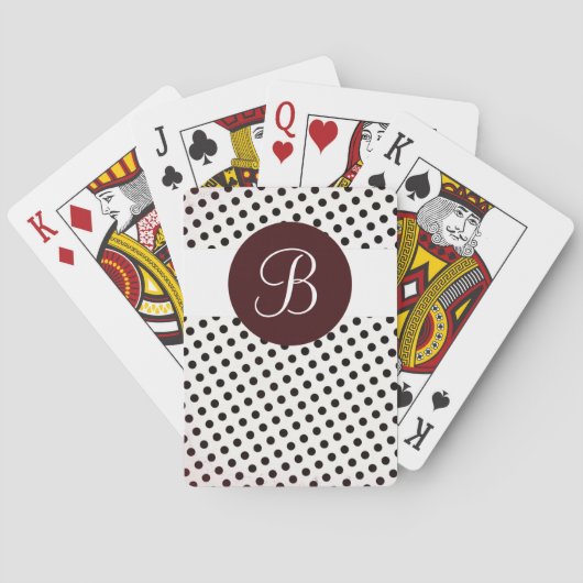 Bruine witte stippen, aangepaste monogram speelkaa pokerkaarten (Achterkant)