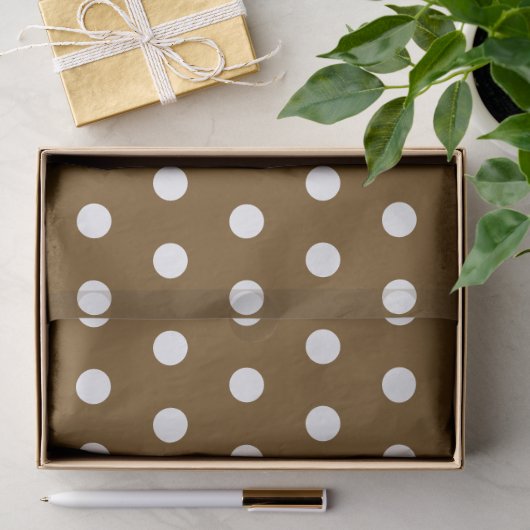 BRUINE WITTE STIPPEN AANGEPASTE STIJLVOOLDE EENVOU TISSUEPAPIER (Geschenk)