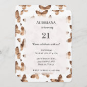 Bruine witte vlinders Verjaardag Kaart (Voorkant / Achterkant)