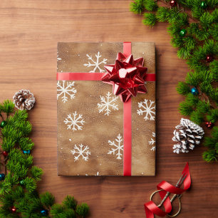 Bruine Witte Winter Sneeuwvlokken Kerstmis Cadeaupapier