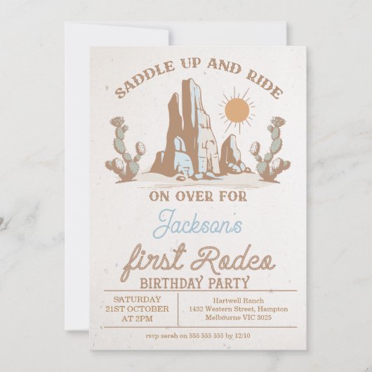  bruine woestijn eerste rodeo 1e verjaardag kaart (Voorkant)