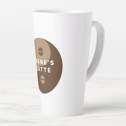 Bruine Yin & Yang koffieboon logo aangepaste latte Latte Mok (Rechterhoek)