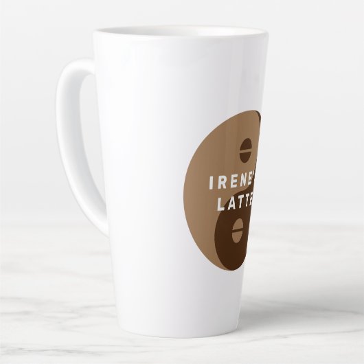 Bruine Yin & Yang koffieboon logo aangepaste latte Latte Mok (Linkerhoek)