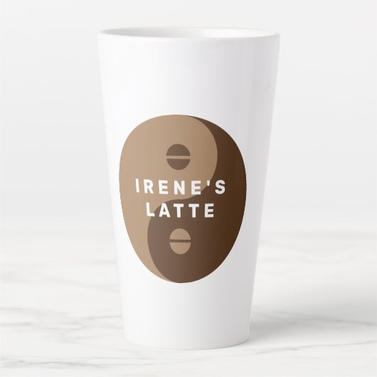 Bruine Yin & Yang koffieboon logo aangepaste latte Mok (Voorkant)