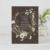 Bruine Zachte kleur Wilde bloemen INVITATIE Kaart (Staand voorkant)