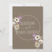 Bruine Zachte kleur Wilde bloemen INVITATIE Kaart (Achterkant)