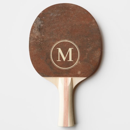 Bruine Zandsteen Monogram Tafeltennisbatje (Achterkant)