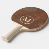 Bruine Zandsteen Monogram Tafeltennisbatje (Voorkant Gekanteld)