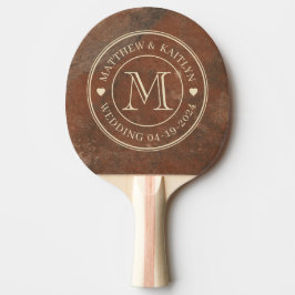 Bruine Zandstenen Trouw Monogram Hart Tafeltennisbatje