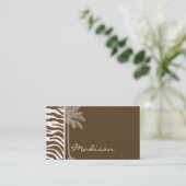 Bruine Zebra Animal Print; Palm Visitekaartje (Staand voorkant)