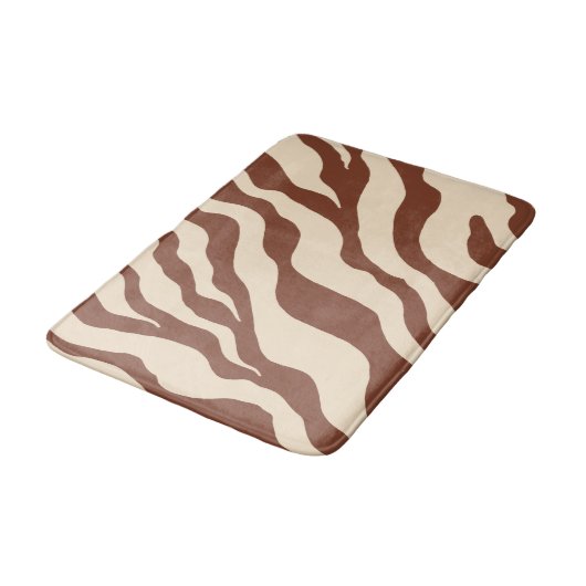 Bruine Zebra Bath Mat Badkamer Tapijt Dierenprint (Gekanteld)