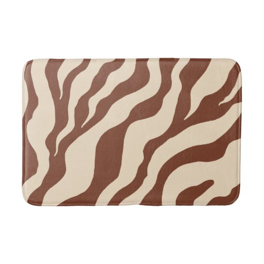 Bruine Zebra Bath Mat Badkamer Tapijt Dierenprint (Voorkant)