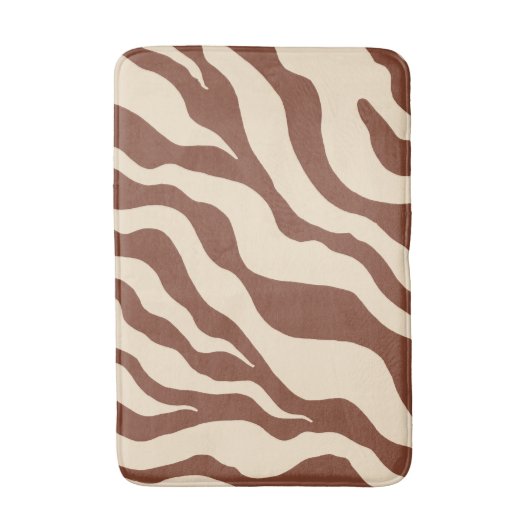 Bruine Zebra Bath Mat Badkamer Tapijt Dierenprint (Voorkant Verticaal)