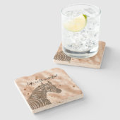 Bruine Zebra Blush Peach Ombre Stenen Onderzetter (Zijkant)