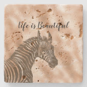 Bruine Zebra Blush Peach Ombre Stenen Onderzetter (Voorkant)