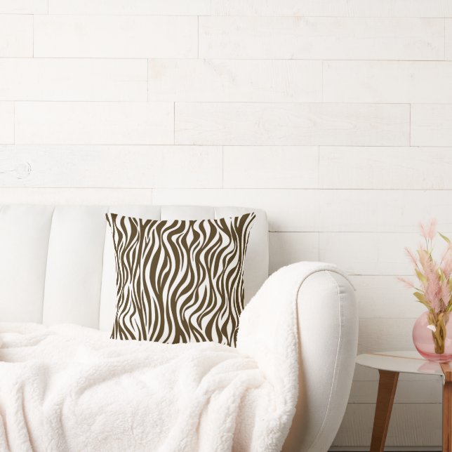 Bruine zebra huidprint kussen (Bank)