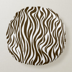Bruine zebra huidprint rond kussen