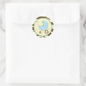 Bruine Zebra Print en Blauwe Baby Carriage Sticker (Tas)