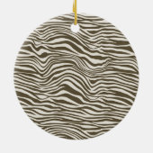 Bruine Zebra Print Gouden Confetti Monogram Keramisch Ornament (Achterkant)