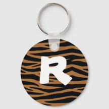 Bruine zebra strepen sleutelhanger
