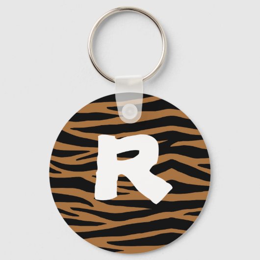 Bruine zebra strepen sleutelhanger (Voorkant)