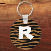 Bruine zebra strepen sleutelhanger (Voorkant)