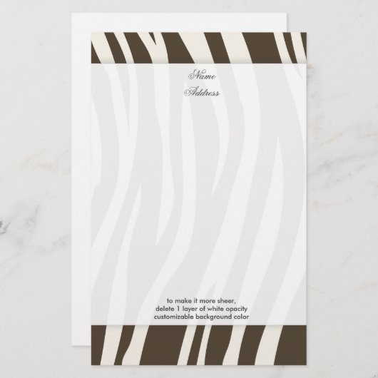 Bruine Zebra Stripes achtergrondkleur!! Briefpapier (Voorkant / Achterkant)