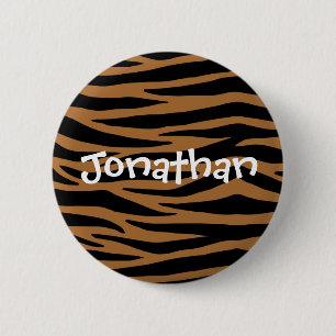 Bruine Zebra Stripes Button