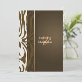Bruine zebralijnen/bruiloft kaart (Staand voorkant)