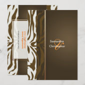 Bruine zebralijnen/bruiloft kaart (Voorkant / Achterkant)