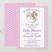 Bruine Zeemeermin Baby shower glitter thema Kaart (Voorkant / Achterkant)