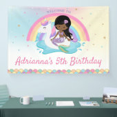 Bruine Zeemeermin Eenhoorn Zwembad Verjaardag Welk Spandoek (Beurs)