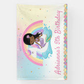 Bruine Zeemeermin Eenhoorn Zwembad Verjaardag Welk Spandoek (Verticaal)