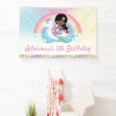 Bruine Zeemeermin Eenhoorn Zwembad Verjaardag Welk Spandoek (Insitu)