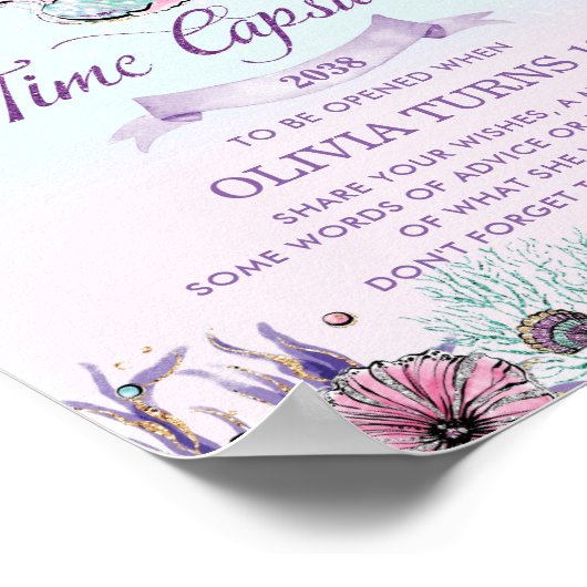 Bruine Zeemeermin Onder het Zee Verjaardag Tijd Ca Poster (Hoek)