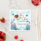 Bruine Zeemeermin Twee het Zee Meisjes 2e Verjaard Servet (Insitu)