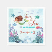 Bruine Zeemeermin Twee het Zee Meisjes 2e Verjaard Servet (Voorkant)