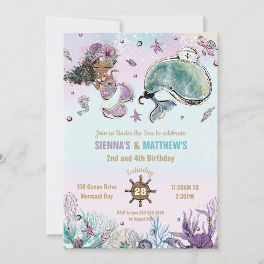 Bruine zeemeermin walvis piraat tweeling gezamenli kaart (Voorkant)