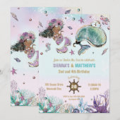 Bruine zeemeermin walvis piraat tweeling gezamenli kaart (Voorkant / Achterkant)