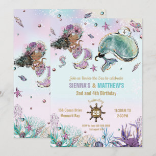 Bruine zeemeermin walvis piraat tweeling gezamenli kaart