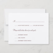 Bruine zeeschelp bruiloft enclosure RSVP-reactie Kaart (Achterkant)