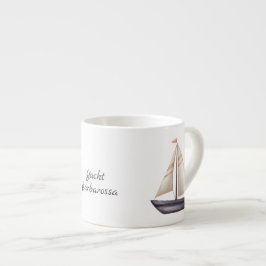 Bruine Zeilboot en Naam Espresso Kop