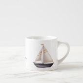 Bruine Zeilboot en Naam Espresso Kop (Rechts)