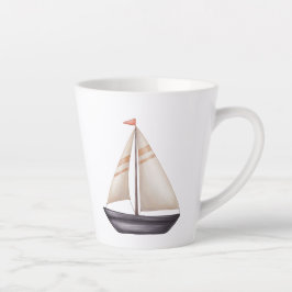 Bruine Zeilboot en Naam Latte Mok