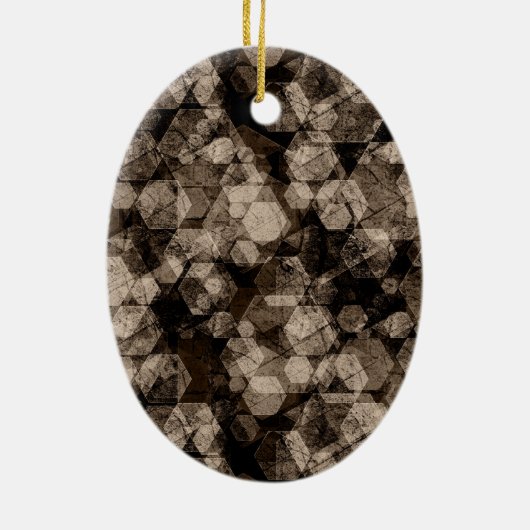 Bruine zeshoeken. keramisch ornament (Achterkant)