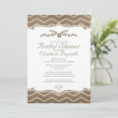 Bruine Zigzag Bridal Shower Invitations Kaart (Staand voorkant)