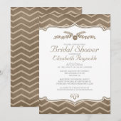 Bruine Zigzag Bridal Shower Invitations Kaart (Voorkant / Achterkant)