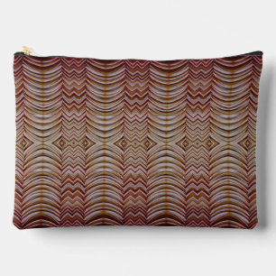 Bruine zigzag patroon make-up accessoire zakje etui