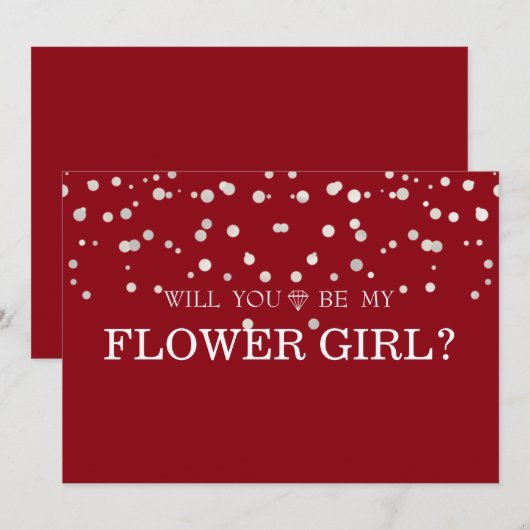 Bruine zillver Glitter zal je mijn Bloemenmeisje z Kaart (Voorkant / Achterkant)